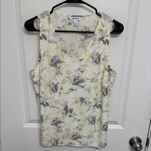 Nine West Women's Abstract Gray and Yellow Blouse